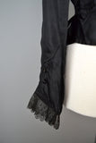 Vintage Edwardian Black Silk Blouse // Medium