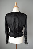 Vintage Edwardian Black Silk Blouse // Medium