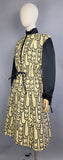 1960s Mod Dress /1960s Mod Black Mini Dress and Vest / Black Mini Dress / Deco Print / Size Large