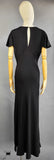 1930s Evening Gown / 1930s Black Bias Cut Dress with Matching Jacket / Art Deco Dress / 30s Black Crepe Gown / Size Small Medium
