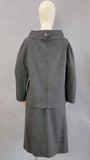 1960s Anne Klein Set / 1960s Daywear / Gray Wool Skirt and Top / 1960s Suit / Early Label / Size Small