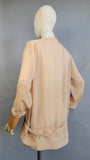 1920s Blouse / 1920s Pale Peach Blouse with Embroidery / 1920s Drop Waist Blouse / Flapper Blouse / Embroidered Blouse / Size Medium Large
