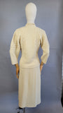 1950s Knit Set / 1950s Cream Bouclé Knit Skirt Set / Size Medium Large