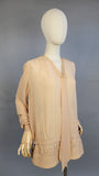 1920s Blouse / 1920s Pale Peach Blouse with Embroidery / 1920s Drop Waist Blouse / Flapper Blouse / Embroidered Blouse / Size Medium Large