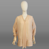 1920s Blouse / 1920s Pale Peach Blouse with Embroidery / 1920s Drop Waist Blouse / Flapper Blouse / Embroidered Blouse / Size Medium Large