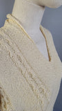 1950s Knit Set / 1950s Cream Bouclé Knit Skirt Set / Size Medium Large