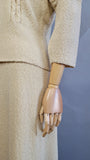 1950s Knit Set / 1950s Cream Bouclé Knit Skirt Set / Size Medium Large