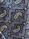 1940s Paisley Skirt / 40s Blue Cotton Paisley Skirt / Size X-Large Extra Large