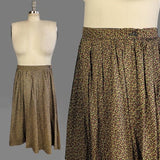 1940s Skirt / Calico Print on Black Cotton Skirt / Ranch Wear / Size X-Large Extra Large XL Plus Size