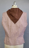 1950s Catalina Blouse / 1950s Catalina / Brown Gingham Blouse with Bandana / Size XL, Extra Large