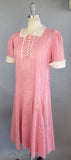 1930s Dress / Pink Dotted Swiss Cotton Dress / 1930s Day Dress / Vintage Pink Dress / Size Medium