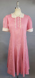 1930s Dress / Pink Dotted Swiss Cotton Dress / 1930s Day Dress / Vintage Pink Dress / Size Medium