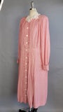 1940s Dress / Ranch Dress / Red Pinstriped Shirtwaist Dress with Lace Collar / Plus Size / Size Extra Large, XL Plus