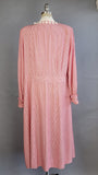 1940s Dress / Ranch Dress / Red Pinstriped Shirtwaist Dress with Lace Collar / Plus Size / Size Extra Large, XL Plus