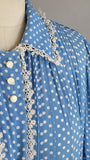 1940s Polka Dot Dress / 1940s Plus Size Dress / Ranch Dress / Blue Polka Dot Day Dress / Plus Size / Size XXL  XX-Large