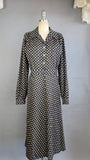 1940s Work Dress / Ranch Dress / Black Cotton Floral Print Dress / Plus Size, Extra Extra Large, XXL