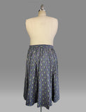 1940s Paisley Skirt / 40s Blue Cotton Paisley Skirt / Size X-Large Extra Large