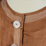 1940s Blouse / 40s Brown Fine Linen Blouse /Peplum Blouse / Size Small