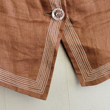 1940s Blouse / 40s Brown Fine Linen Blouse /Peplum Blouse / Size Small