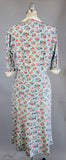 1940s Dress / 1940s Blue Floral Silk Swiss Day Dress / 1940s Floral Dress with Peplum / Size Medium