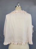 1930s Bed Jacket / Pale Pink Silk Ruffle Tie Top / Size Large XL Extra Large