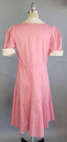1930s Dress / Pink Dotted Swiss Cotton Dress / 1930s Day Dress / Vintage Pink Dress / Size Medium