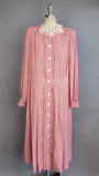 1940s Dress / Ranch Dress / Red Pinstriped Shirtwaist Dress with Lace Collar / Plus Size / Size Extra Large, XL Plus