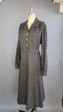 1940s Work Dress / Ranch Dress / Black Cotton Floral Print Dress / Plus Size, Extra Extra Large, XXL