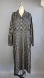 1940s Work Dress / Ranch Dress / Black Cotton Floral Print Dress / Plus Size, Extra Extra Large, XXL