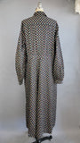 1940s Work Dress / Ranch Dress / Black Cotton Floral Print Dress / Plus Size, Extra Extra Large, XXL
