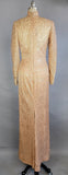 Gold Evening Dress / Saks 5th Avenue Dress / 1980s Gold Lace Long Sleeved Evening Gown / Size Medium