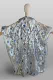 1970s Metallic Kaftan / Fabulous Custom Kaftan / 1973 Sun Bowl Princess /  Blue & Silver Caftan with Cape  / Superstar Outfit / Size Small