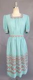 1950s Dress / 1950s Southwestern Dress / Madalyn Miller / Deadstock 1950s Skirt Set / Embroidered Peasant Dress / Size Small