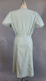 1940s Day Dress / 1940s Mc Mullen Dress / Blue and White Striped Cotton Shirtwaist Dress / Size Medium Large