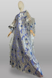 1970s Metallic Kaftan / Fabulous Custom Kaftan / 1973 Sun Bowl Princess /  Blue & Silver Caftan with Cape  / Superstar Outfit / Size Small