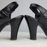 1930s Sling Back Peep-toe Pumps / Delman Pumps with Large Leather Bow / Pin Up Shoes / 1930s Heels / Original Box / Size 6 M
