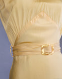 1930s Dress / Yellow Taffeta Bias Cut Gown / 1930s Evening Dress / Yellow Full Length Dress /  Size Small