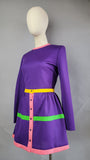 1960s Romper Set / Purple Romper and Mini Skirt / 1960s Mod Dress / 1960s Mini Skirt / Vintage Romper / Size Small