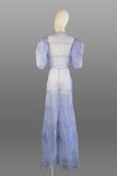1930s Dress / 1930s Periwinkle Organdy Gown with Matching Slip / 1930s Lawn Party Dress / 1930s Evening Dress / Size Medium