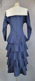 Gunne Sax Dress / 1980s Gunne Sax / Navy Blue Gunne Sax with Large Collar and Ruffled Skirt / Sailor Dress / Size Medium