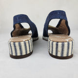1960s Play Shoes by Joyce Inc. / Vintage Espadrilles / Deadstock / Denim Sling Back Peep Toe Wedge Shoes / Vintages Wedges / Size 6