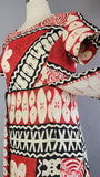 1960s Hawaiian Dress / Block Print Hawaiian Fabric  / Hawaiian Barkcloth / Polynesian Dress / 1960s Maxi Dress / Size Medium