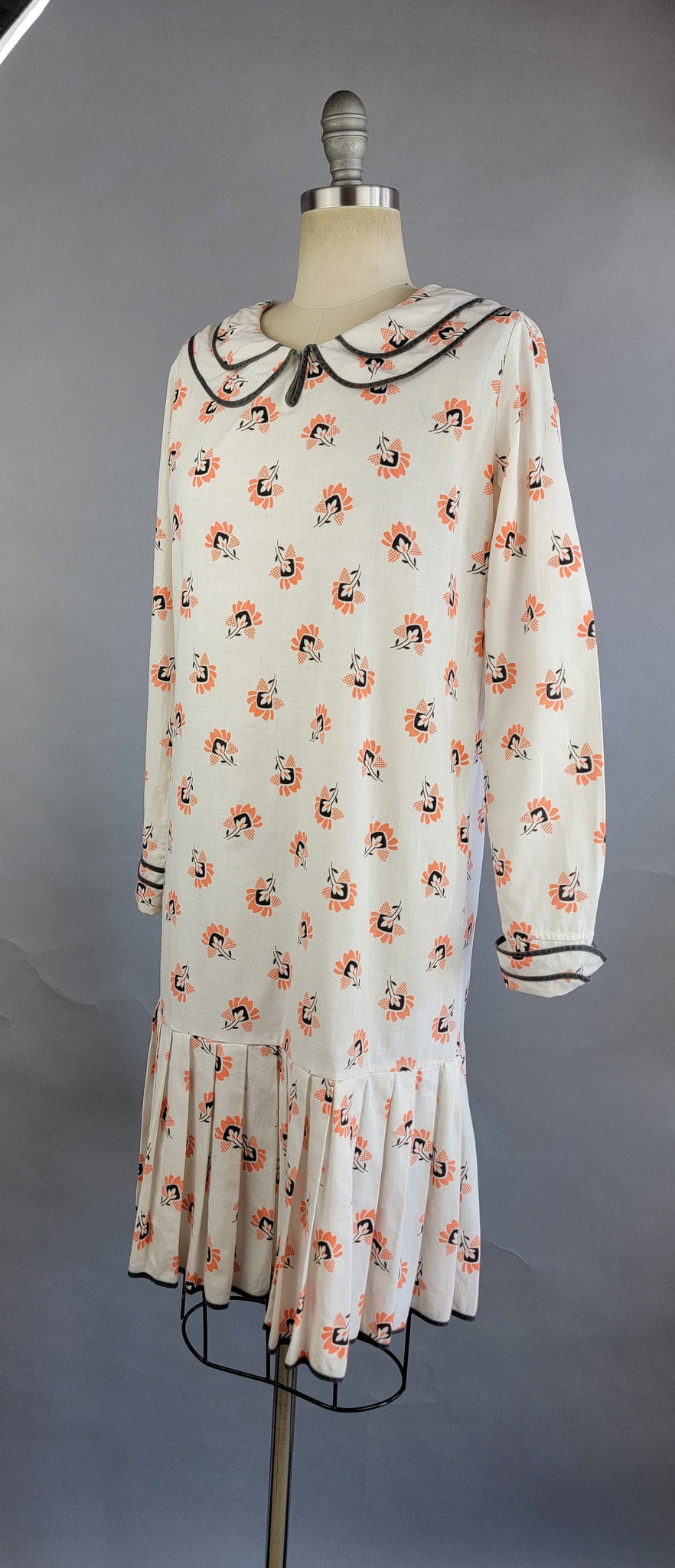 1920s Dress / 1920s Day Dress / 1920s Cotton Dress / 1920s Drop Waist Dress / Great Gatsby Dress / 1920s Flapper Dress / Size Medium