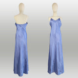 1930s Dress / 1930s Periwinkle Organdy Gown with Matching Slip / 1930s Lawn Party Dress / 1930s Evening Dress / Size Medium