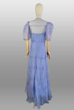 1930s Dress / 1930s Periwinkle Organdy Gown with Matching Slip / 1930s Lawn Party Dress / 1930s Evening Dress / Size Medium