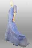 1930s Dress / 1930s Periwinkle Organdy Gown with Matching Slip / 1930s Lawn Party Dress / 1930s Evening Dress / Size Medium