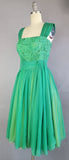 Green Chiffon Dress / 1950s Chiffon Dress / 1950s Party Dress / Green Cocktail Dress / Formal Green Dress / Size Small