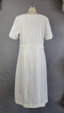 1940s White Dress / XL 1940s Dress/ 1940s Day Dress / White Eyelet Cotton Dress / Size Extra Large XL / Plus Size 1940s