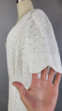1940s White Dress / XL 1940s Dress/ 1940s Day Dress / White Eyelet Cotton Dress / Size Extra Large XL / Plus Size 1940s