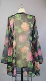 Betsey Johnson Punk Label Blouse /1980s Floral Chiffon Blouse with Pearl Buttons  / Punk Label / 1980s Betsey Johnson / Size Medium Large